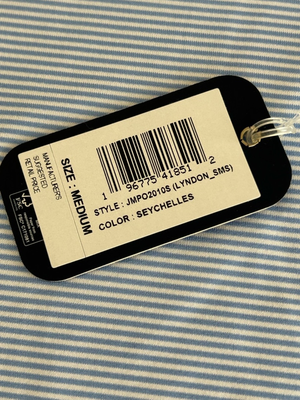 johnnie-O Seychelles Blue and White Striped Polo